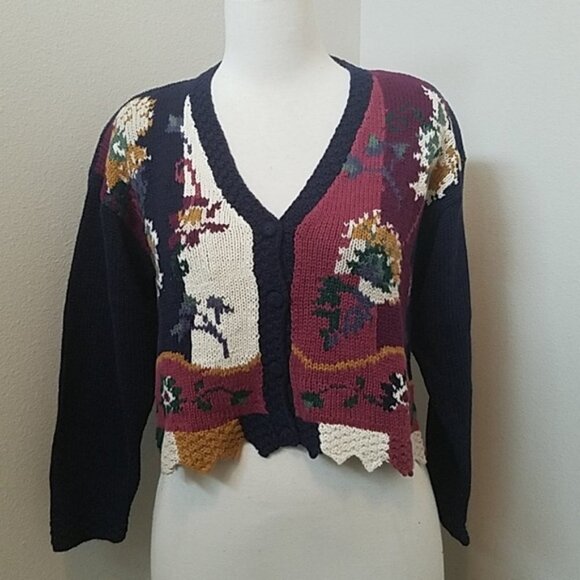 NWT First Concepts Hand Knit Floral Crop Cardigan - Picture 1 of 7